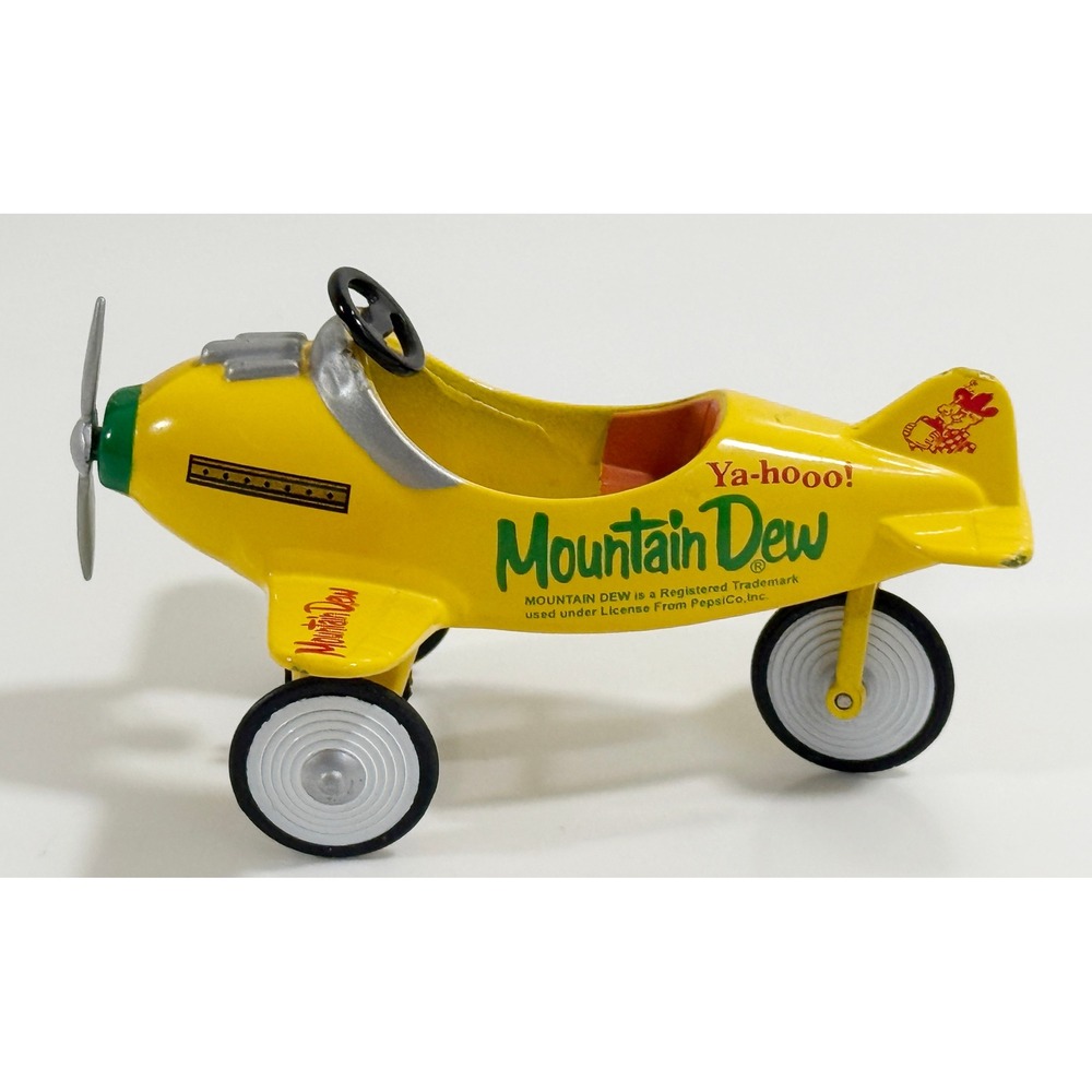 Mountain Dew Airplane Yellow Diecast Metal Pedal Plane Replica NO PETALS